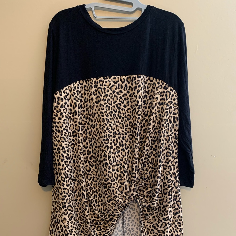 Leopard and Black Tunic w/ Knot